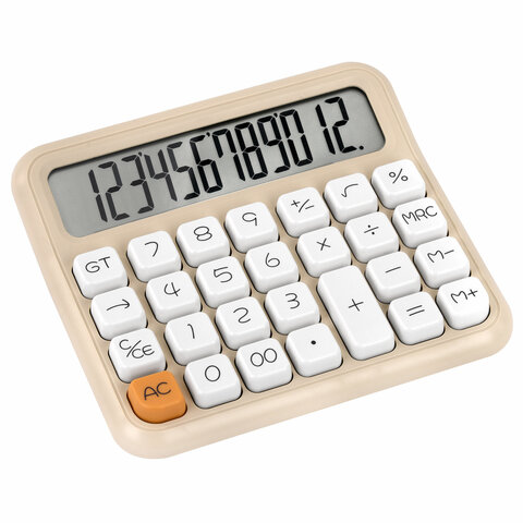 Калькулятор настольный BRAUBERG KW-1000-BG (152×132 мм)3D-кнопки12 разрядовбежевый272957