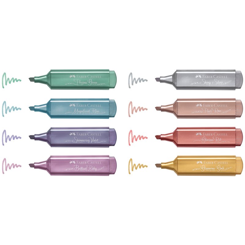 Набор текстовыделителей Faber-Castell «TL 46 Metallic», 8 цв., 1-5мм, картон