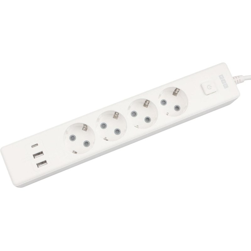 превью Удлинитель Power Cube, 4р с/з вык.,3USB, 3500 Вт, 16А,1.9 м, 3×1.0 (белый)