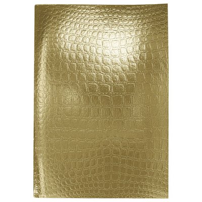 Тетрадь бумвинил А4 96 л., скоба, офсет №1, клетка, ЗОЛОТО, «Metallic», тиснение CROCO, HATBER, 072786