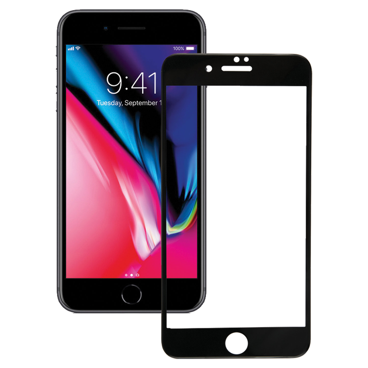 Защитное стекло для iPhone 7/8 Full Screen (3D), RED LINE, черный