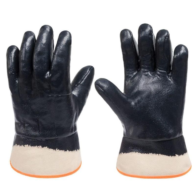 превью Перчатки утепленные от хим/нефтепродуктов антистатические Чибис ШНК хлопковые с нитрильным покрытием синие (размер 10, XL)