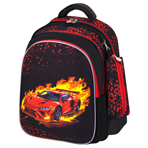 превью Рюкзак BRAUBERG KIDS MIND с пеналом в комплекте, 2 отделения, «Fiery Road», 40×28х18 см