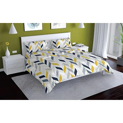 Постельное белье 1.5сп, Feneos набивн. поплин 105г/м2(нав.70×70-2шт),28904-1