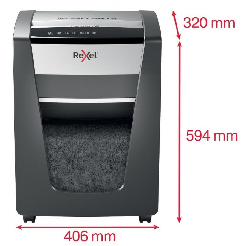 Уничтожитель (шредер) Rexel Momentum M515, 1-3 человек, 5 уровень секретности, фрагменты 2×15 мм, 15 листов, 30 л