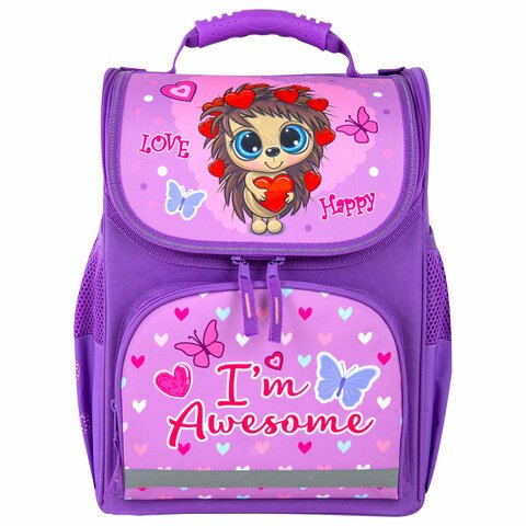 Ранец ПИФАГОР BASIC, 1 отделение, 3 кармана, эргономичная спинка, «Awesome», 35×28х18 см