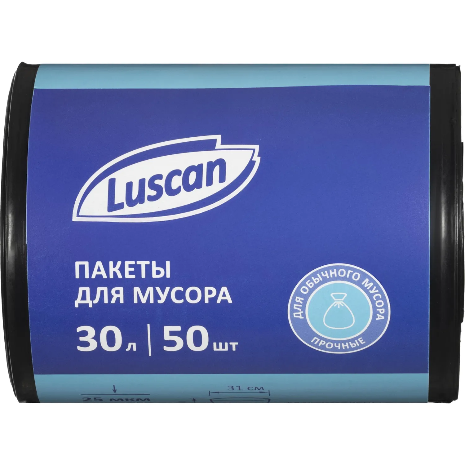 превью Мешки для мусора Luscan 30 л черные (ПВД 25 мкм, 50 штук)