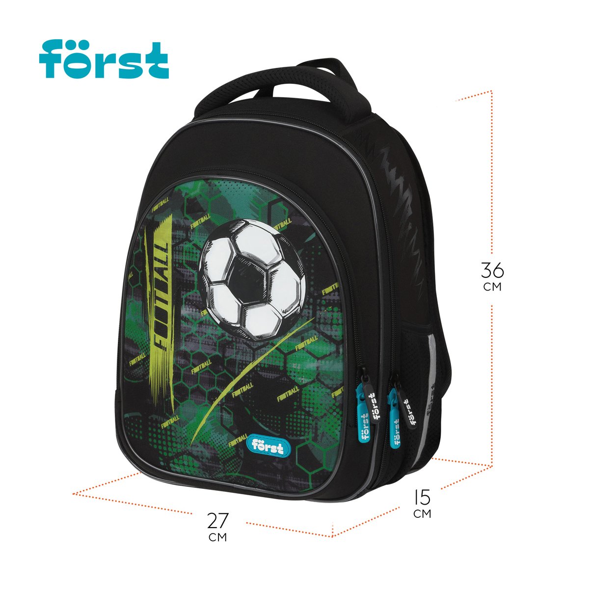 Ранец Först F-Light «Football team» 36×27×15см, 2 отделения, 2 кармана, анатомическая спинка