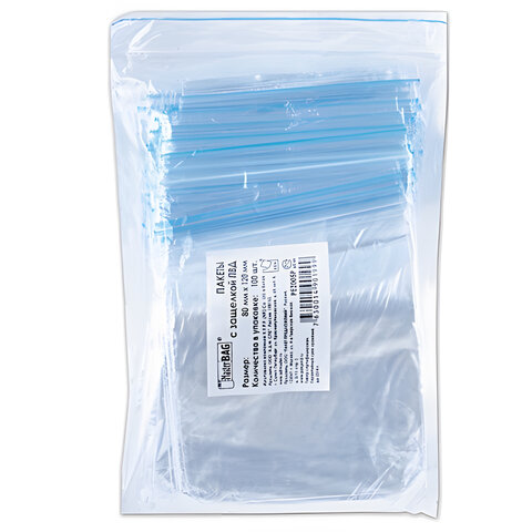Пакет с замком (Zip Lock) 8 х 12 см, 32 мкм, 100 шт/уп