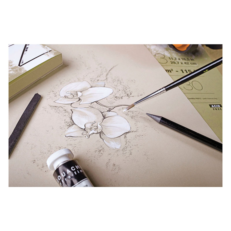 Альбом для смешанных техник 30л., А5, на склейке Clairefontaine «Paint'ON Naturel», 250г/м2, крафт