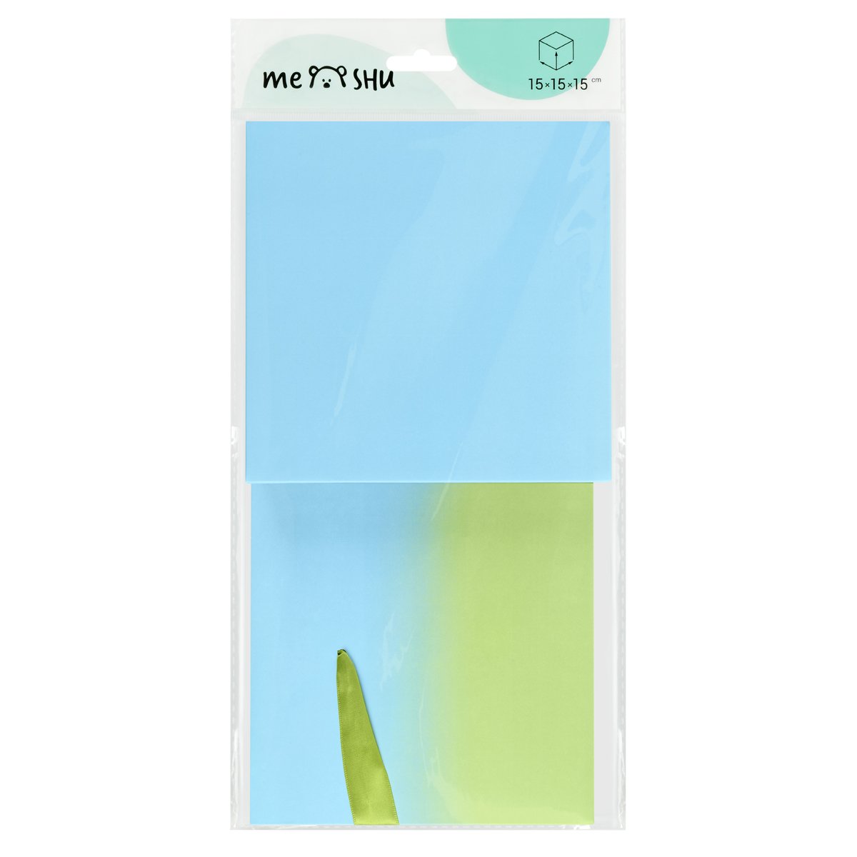 Коробка складная подарочная MESHU «Duotone. Blue-Green gradient», (15×15×15см), с лентой