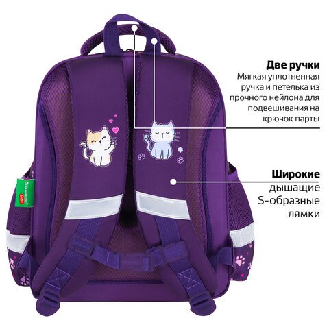 Ранец BRAUBERG KIDS STANDARD, 2 отделения, «Playing kittens», 36×28х14 см