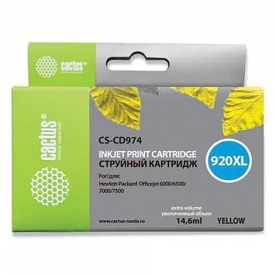 Картридж струйный CACTUS (CS-CD974) для HP Officejet 6000/6500/7000, желтый, 11 мл