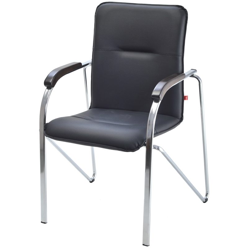 превью Стул Фабрикант «Самба», каркас металл хром, обивка кожзам черный