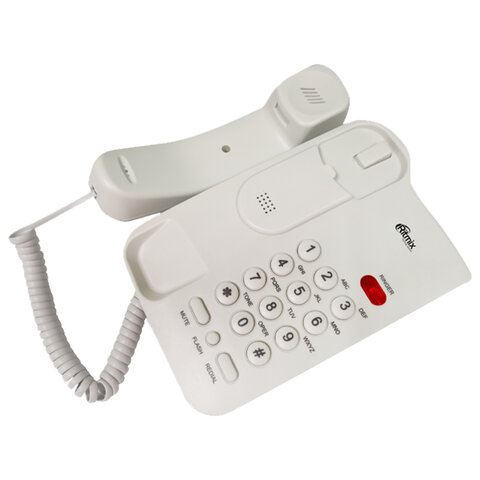 Телефон RITMIX RT-311 white, световая индикация звонка, тональный/импульсный режим, повтор, белый