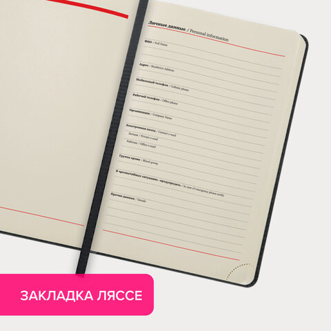 Ежедневник недатированный А5 138×213 мм BRAUBERG «Status» под кожу, 160 л., черный