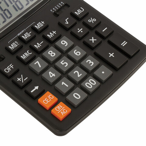 Калькулятор настольный BRAUBERG EXTRA-12-BK (206×155 мм), 12 разрядов, двойное питание, ЧЕРНЫЙ