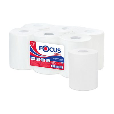 Полотенца бумажные в рулонах Focus Jumbo, 2-слойные, 125 м/рул, ЦВ, белые