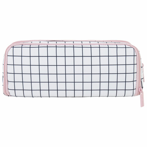 Пенал-органайзер BRAUBERG, 2 откидные планки, полиэстер, 23×9×7 см, «Checkered white»