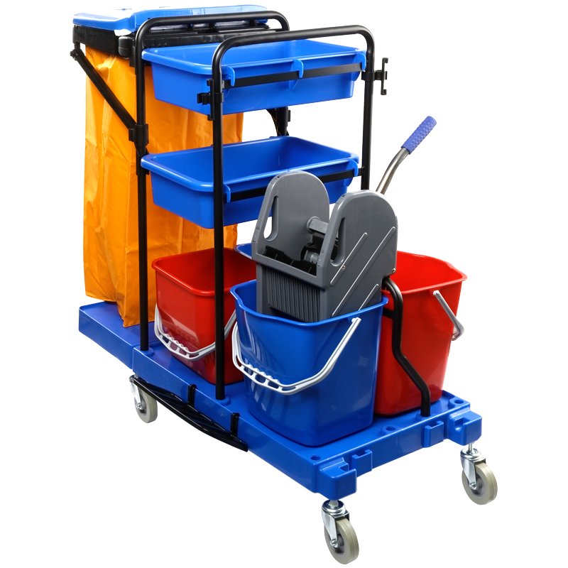превью Тележка уборочная OfficeClean Professional ведра 2×20л, 2×11л, отжим, держ. д/мешка, мешок, 2поддона