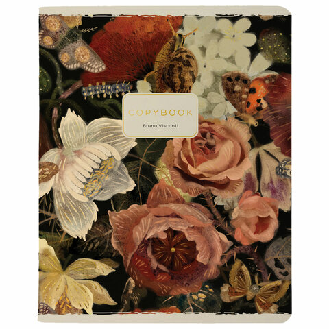 Тетрадь А5 48 л. BRUNO VISCONTI скоба, клетка, Soft Touch, фольга, «BLOOM FLOWERS» (5 видов)