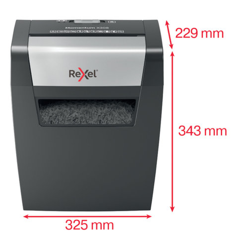 Уничтожитель (шредер) Rexel Momentum X308, 1-3 человека, 3 уровень секретности, фрагменты 5×42 мм, 8 листов, 15 л