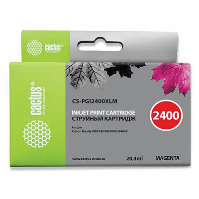 Картридж струйный CACTUS (CS-PGI2400XLM) для CANON iB4040/MB5040/MB5340, пурпурный, ресурс 1500 стр. 