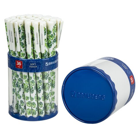 Ручка шариковая BRAUBERG SOFT TOUCH GRIP «TROPIC», СИНЯЯ, мягкое покрытие, узел 0.7 мм