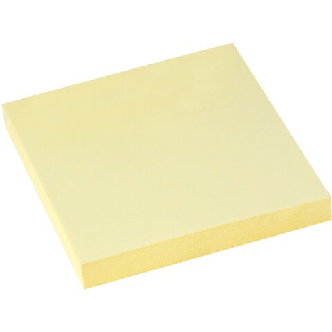 Блок самоклеящийся (стикер) BRAUBERG, 76×76 мм, 100 л., желтый