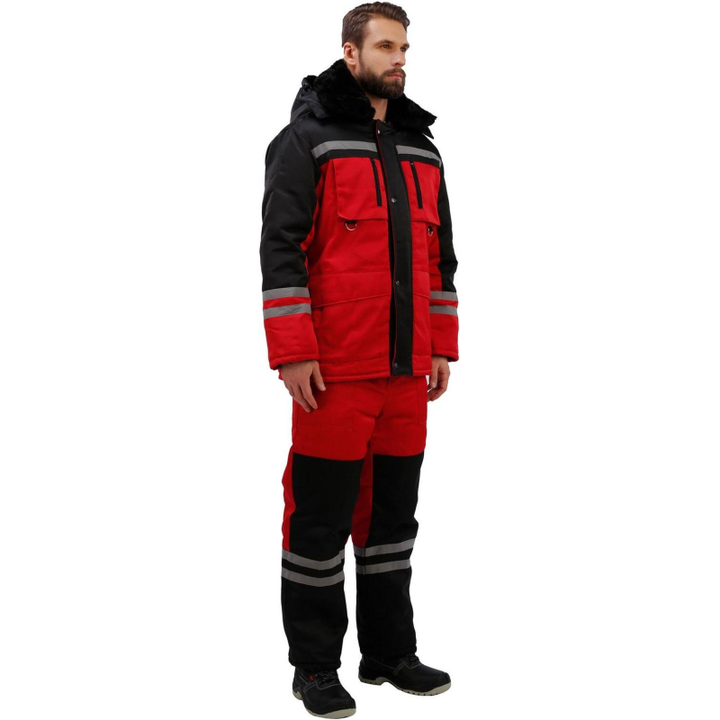 Костюм рабочий зимний муж з03-КПК красн/чер (р.60-62) 194-201