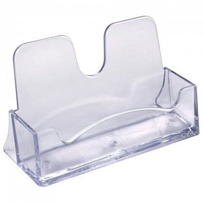 Подставка для визиток настольная BRAUBERG CLASSIC 40×100х55 мм, на 50 визиток, прозрачная, 238103