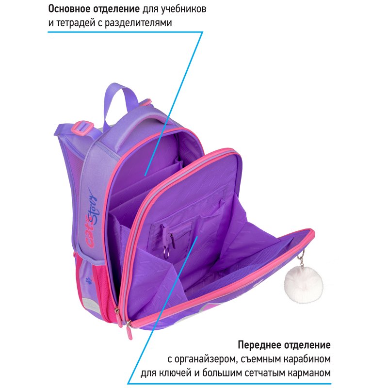 Ранец Berlingo Expert «Cute cat» 37×28×16см, 2 отделения, 2 кармана, анатомическая спинка