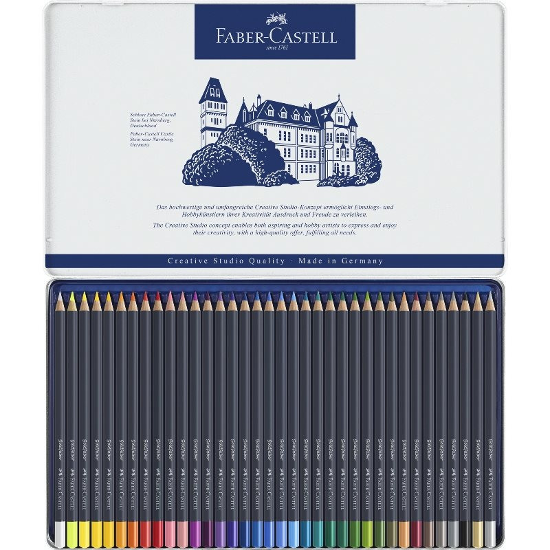 Карандаши цветные Faber-Castell «Goldfaber» 36цв., круглые, заточен., метал. коробка