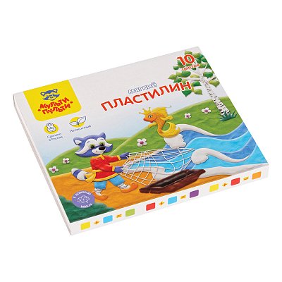 Пластилин Мульти-Пульти «Енот в сказке», 10 цветов, 120г, со стеком, картон