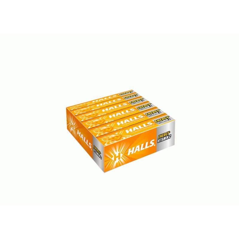 превью Леденцы Halls с витамином C и вкусом апельсина (12 штук по 25 г)