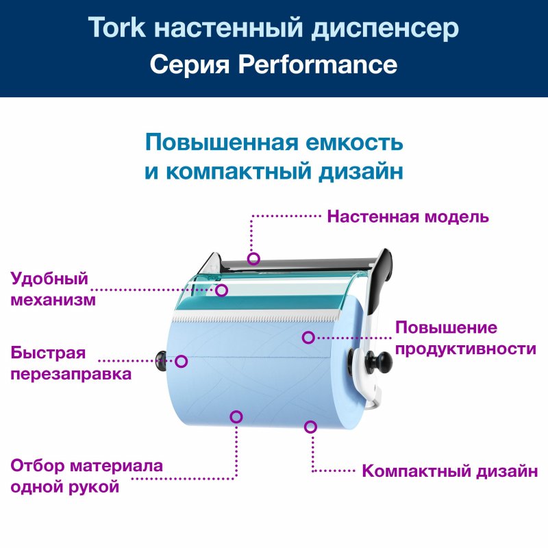 Держатель для полотенец в рул.Tork Perfomance 652100 настенный белый