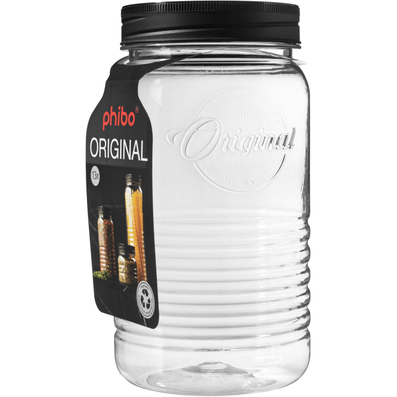 Банка круглая с эмбоссингом original 1.3л (черный)