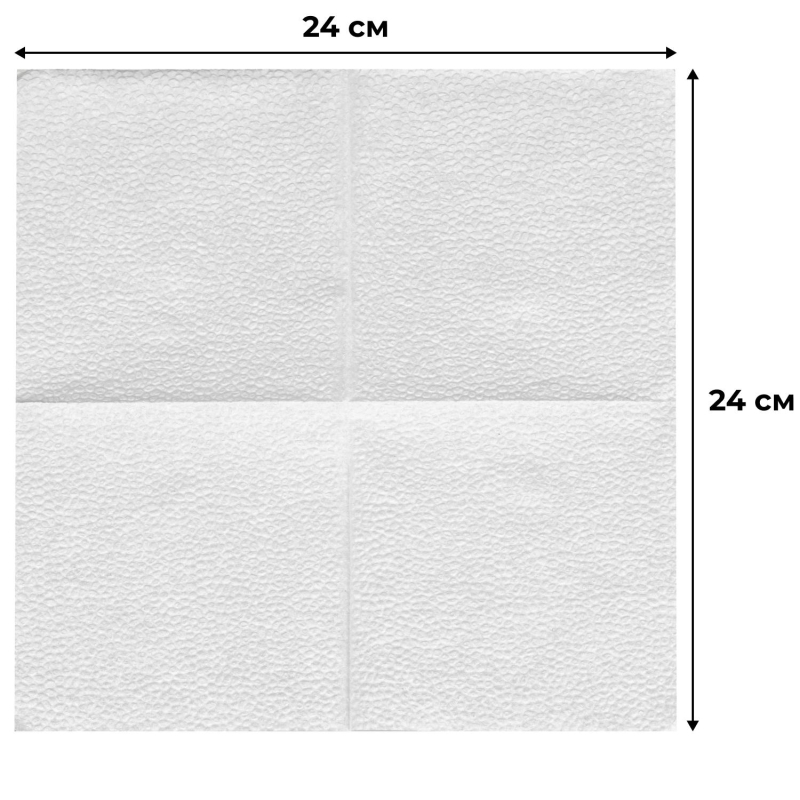 Салфетки бумажные целлюлоза белые 1сл 24×24см 100л/уп