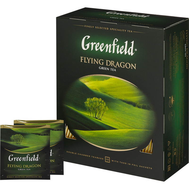 Чай Greenfield Flying Dragon зел.фольгир. 100 пак/уп 0585-10
