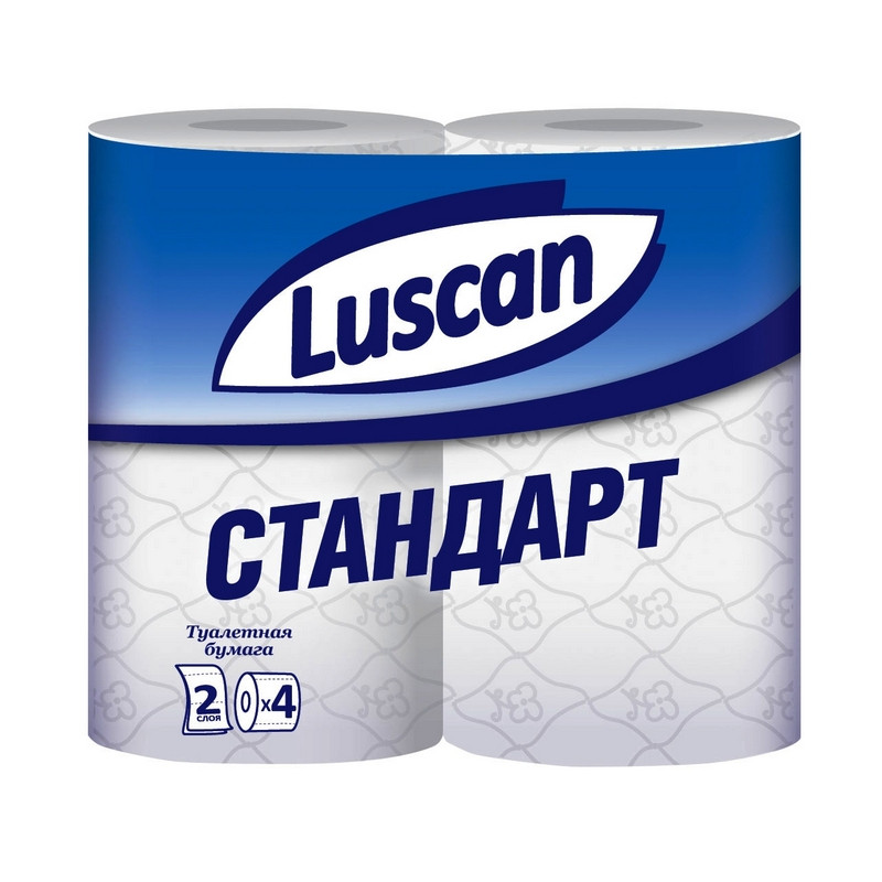 превью Бумага туалетная Luscan Standart (2-слойная.,белая с тиснением, 4рул/уп)