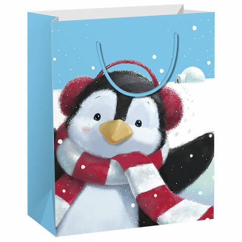 Пакет подарочный НАБОР 4 штуки, новогодний, 18×10х23 см, «Christmas Animals», ЗОЛОТАЯ СКАЗКА
