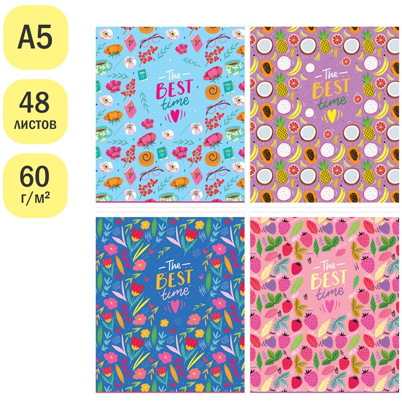 Тетрадь 48л., А5, клетка ArtSpace «Узоры. Sweet pattern», суперэконом