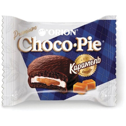 Печенье ORION «Choco Pie Dark Caramel» темный шоколад, карамельное, 360 г (12 штук х 30 г)