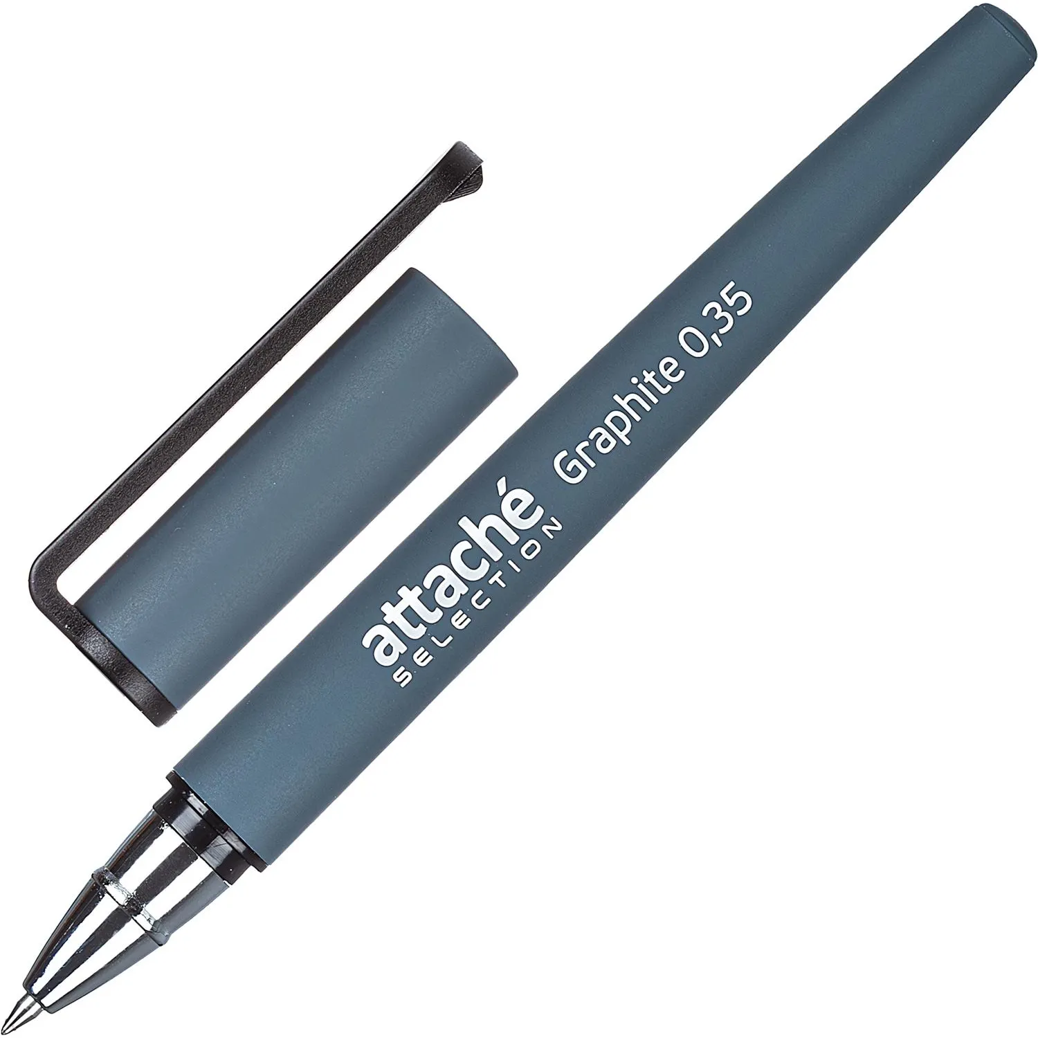 превью Ручка гелевая неавтоматическая Attache Selection Graphite синяя корпус soft touch (толщина линии 0.35 мм)