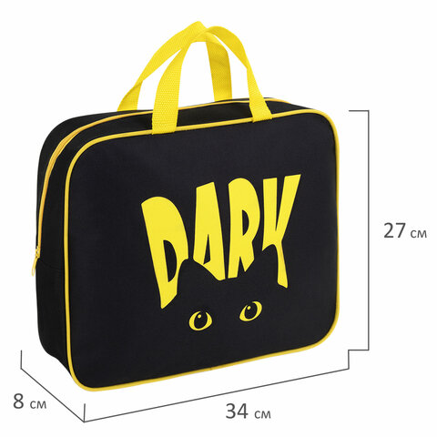 Папка на молнии с ручками BRAUBERG А4, 1 отделение, полиэстер, 80 мм, «Dark cat»