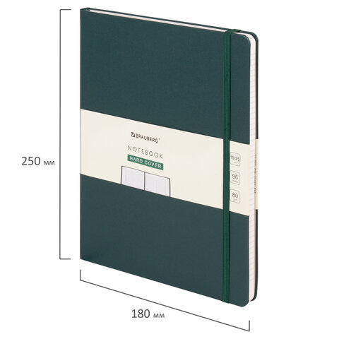 Блокнот БОЛЬШОЙ ФОРМАТ (180×250 мм) В5, BRAUBERG ULTRA, балакрон, 80 г/м2, 96 л., клетка, темно-зеленый