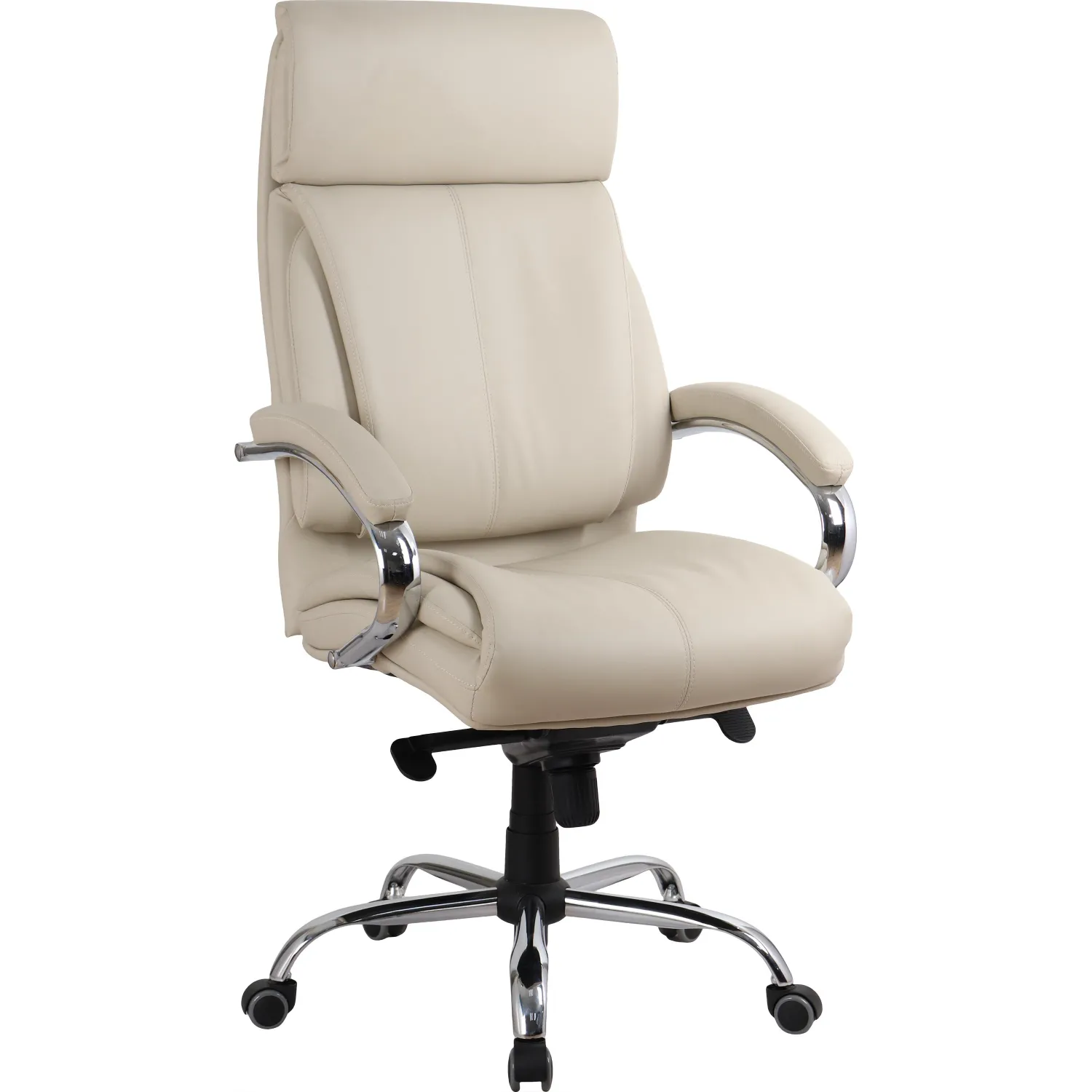 превью Кресло для руководителя Комус Мебель (Easy Chair) 516 бежевое (экокожа, металл хромированный)