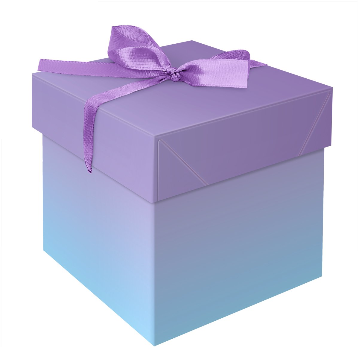 превью Коробка складная подарочная MESHU «Duotone. Blue-Lilac gradient», (15×15×15см), с лентой