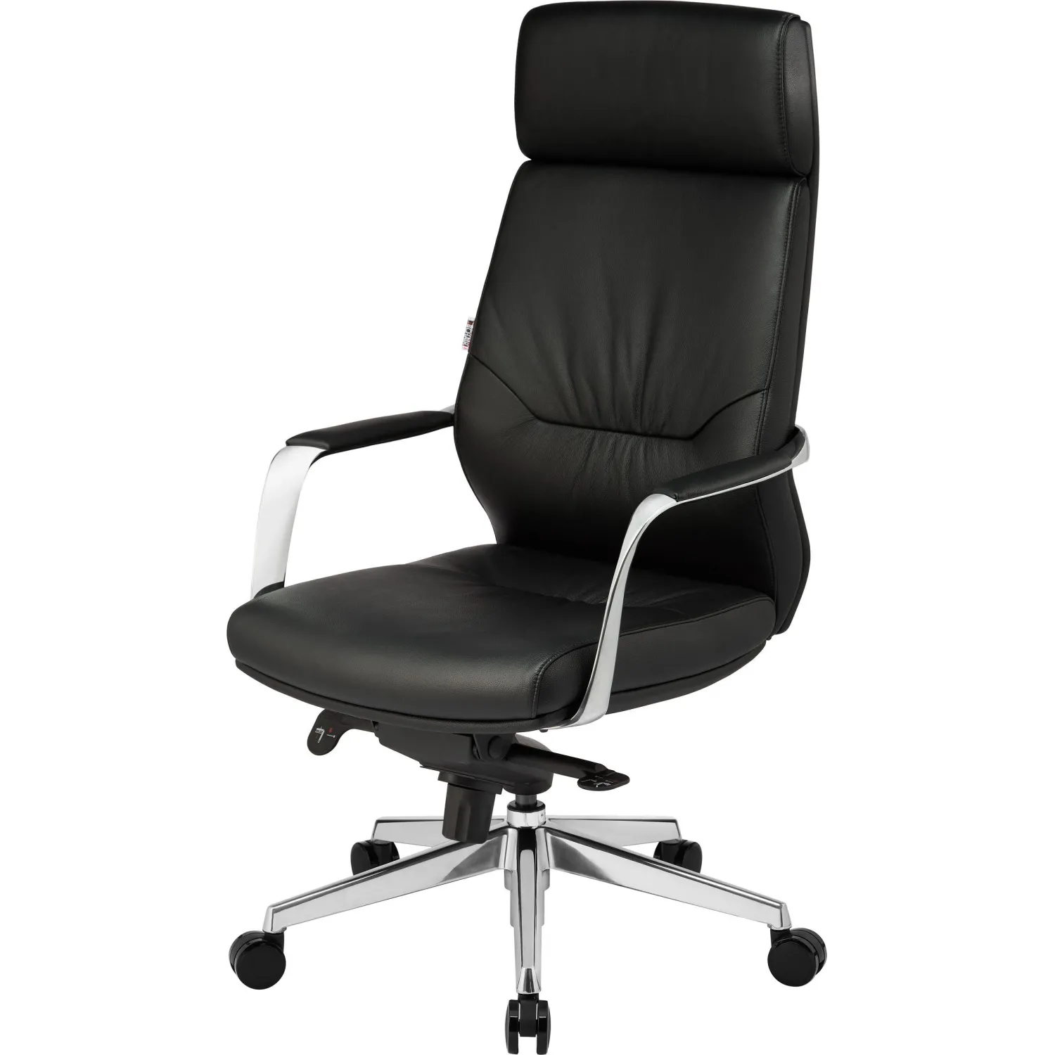 превью Кресло для руководителя Комус Мебель (Easy Chair) 570 чёрное (натуральная кожа с компаньоном, металл хромированный)