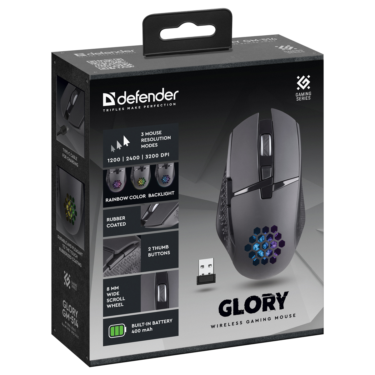 Мышь беспроводная Defender Glory GM-514, черный, 6btn+Roll